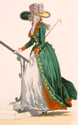 Dame in deutscher Reitkleidung, graviert von Le Beau, Tafel Nr. 250 aus 